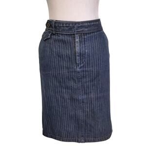 Ralph Lauren Jeans Company Dark Wash Blue Jean Pin Stripe Pencil Skirt Size 10